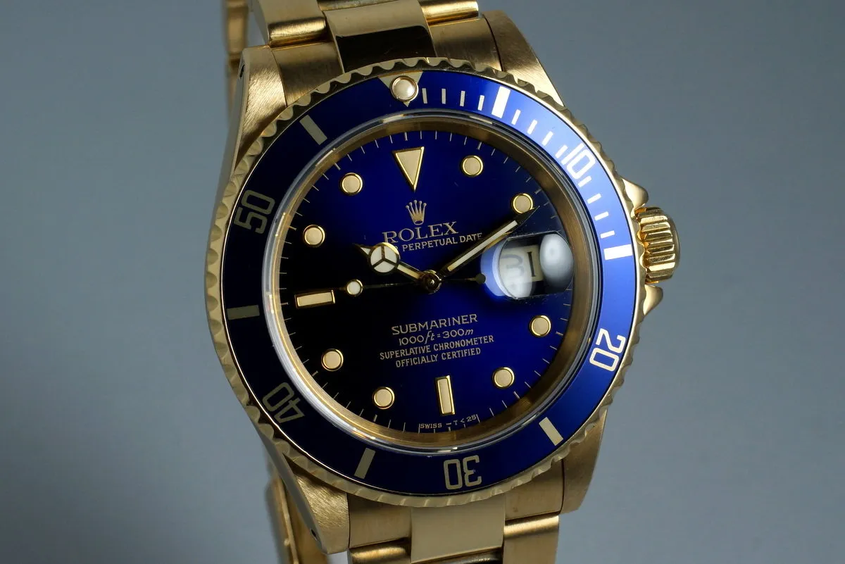 1988 Rolex YG Blue Submariner 16618
