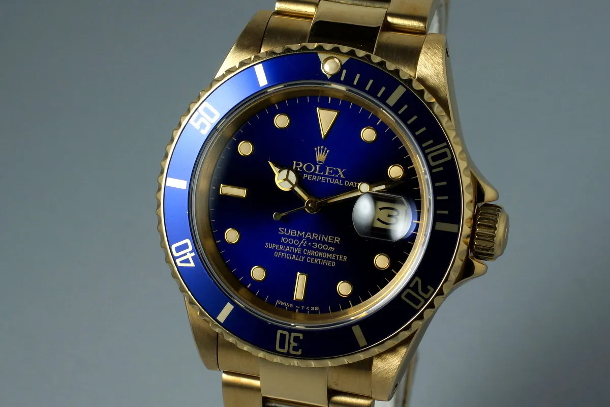 1988 Rolex YG Blue Submariner 16618
