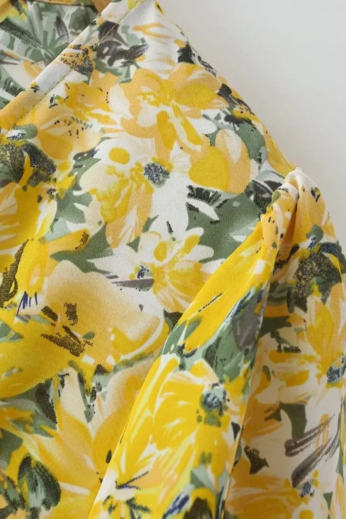 Alira Yellow Printed Floral Dress