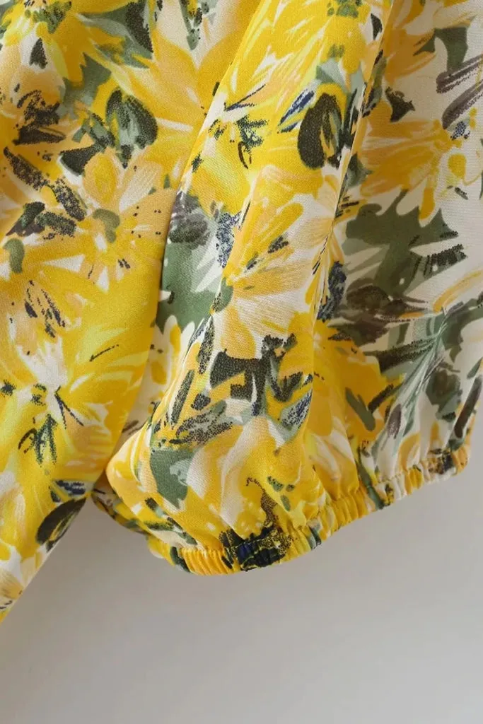 Alira Yellow Printed Floral Dress