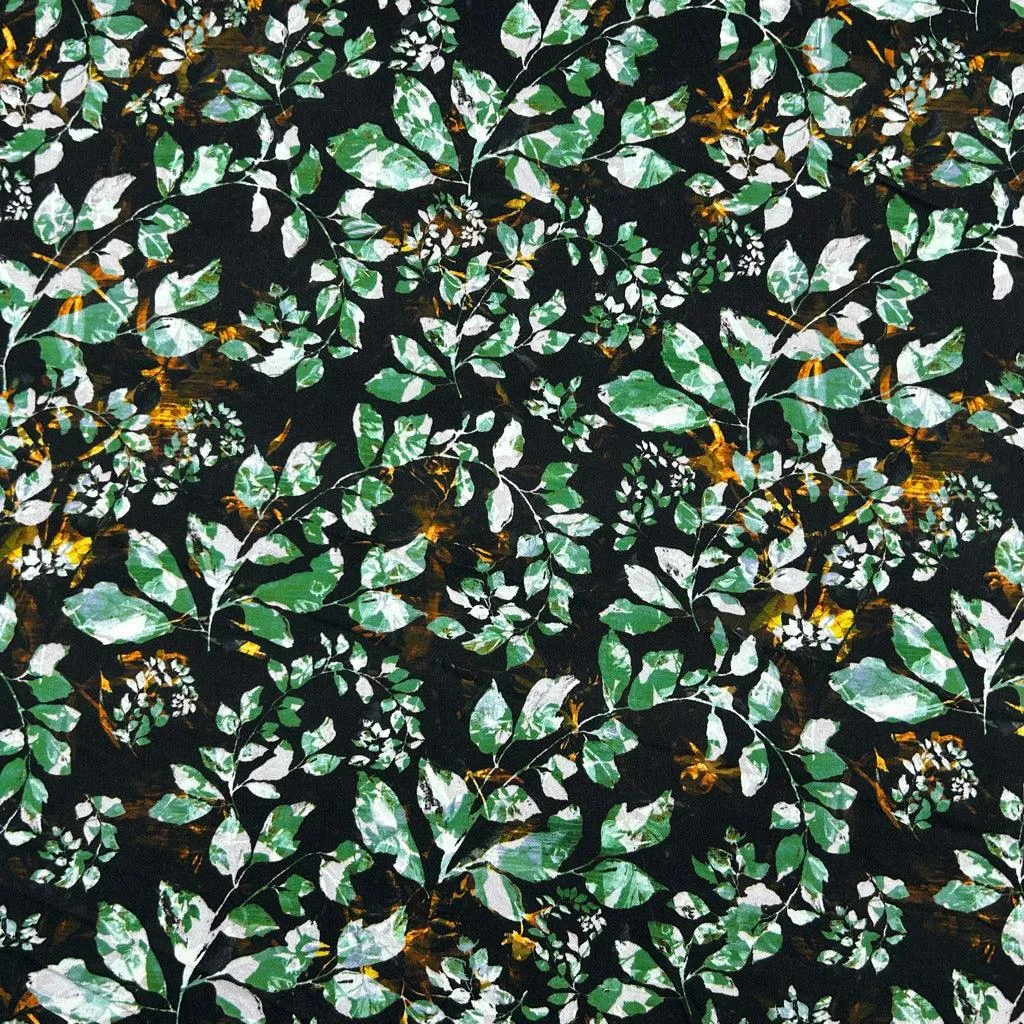 All Over Leaves Viscose Twill Fabric