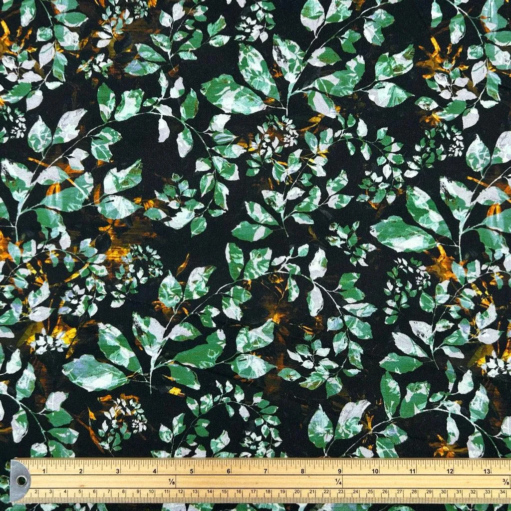 All Over Leaves Viscose Twill Fabric