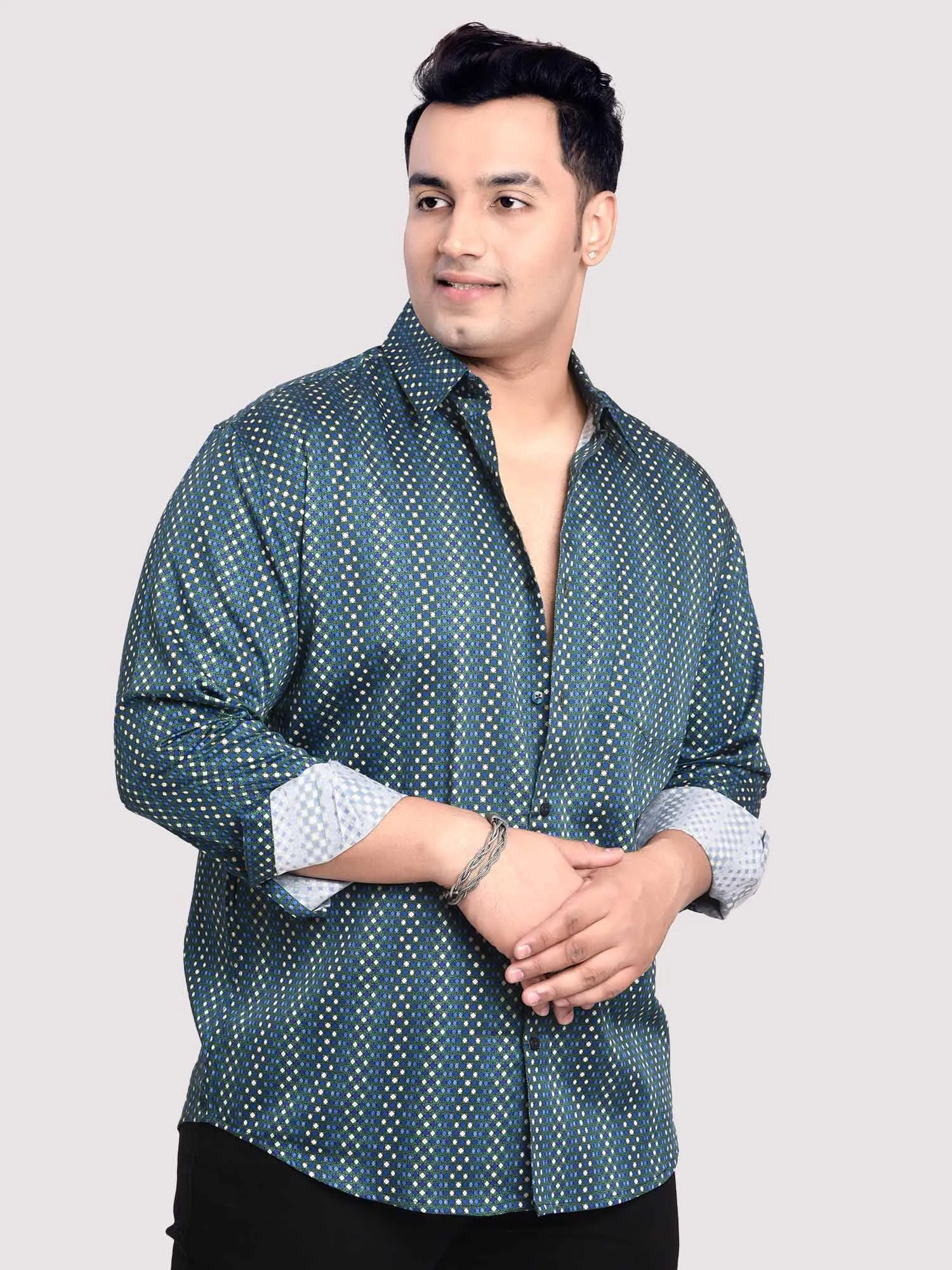 Alternate Checks Digital Printed Shirt Men's Plus Size