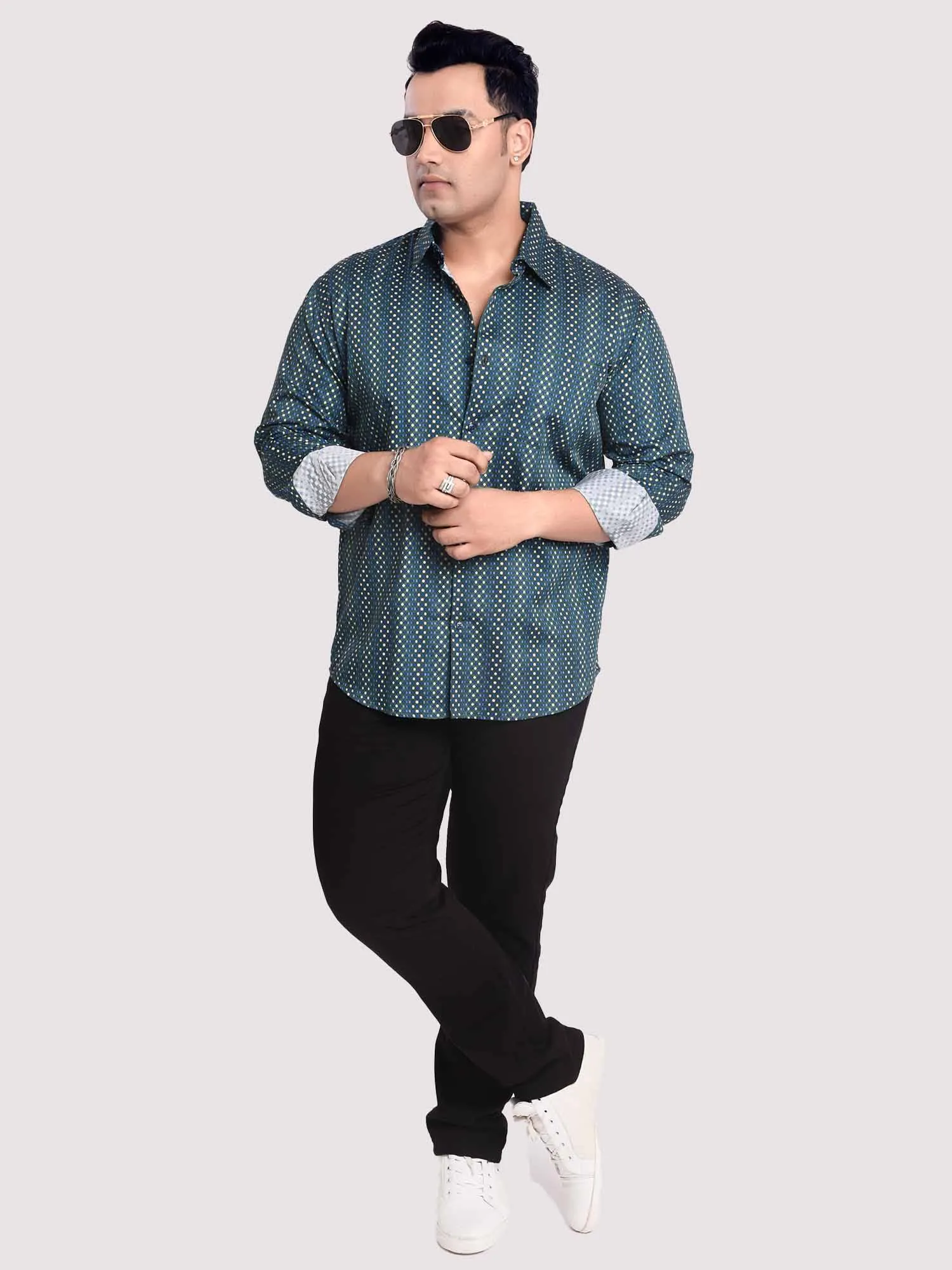 Alternate Checks Digital Printed Shirt Men's Plus Size