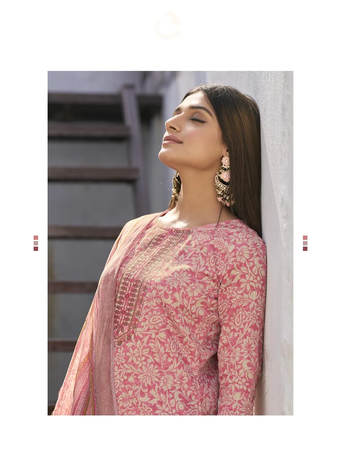 Aqsa Unstitched Cotton Suit Fabric Material with Dupatta Red