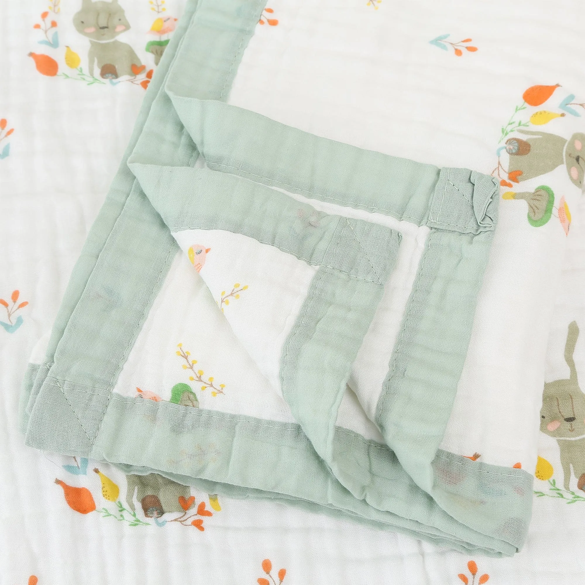 Baby Moo Bunny Tales 100% Muslin Cotton 6 Layer Breathable Blanket - Grey