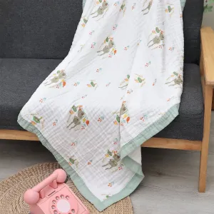 Baby Moo Bunny Tales 100% Muslin Cotton 6 Layer Breathable Blanket - Grey