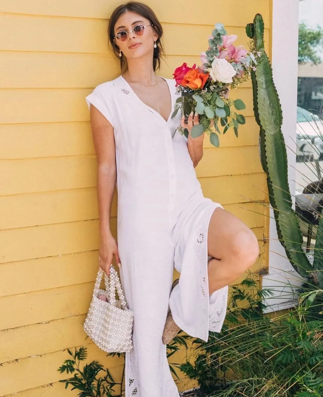 Beaded White Purse