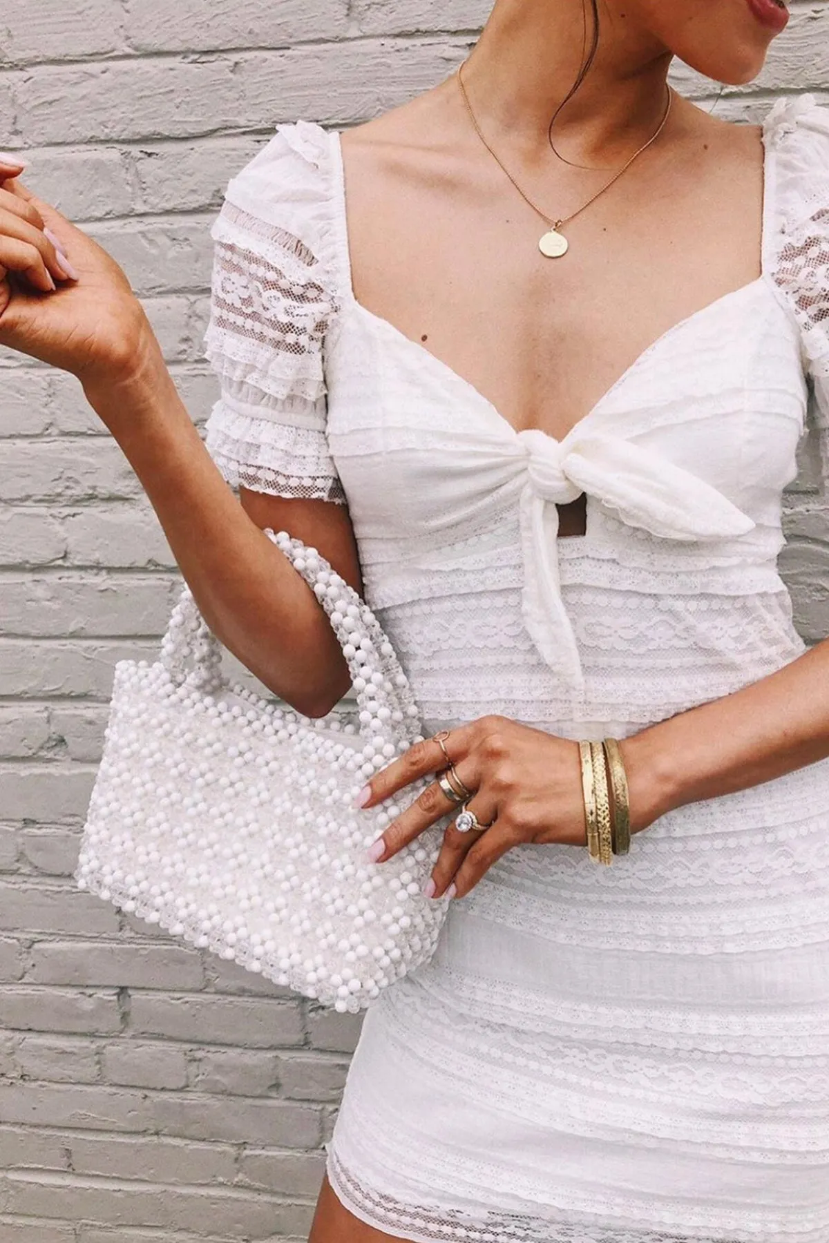 Beaded White Purse