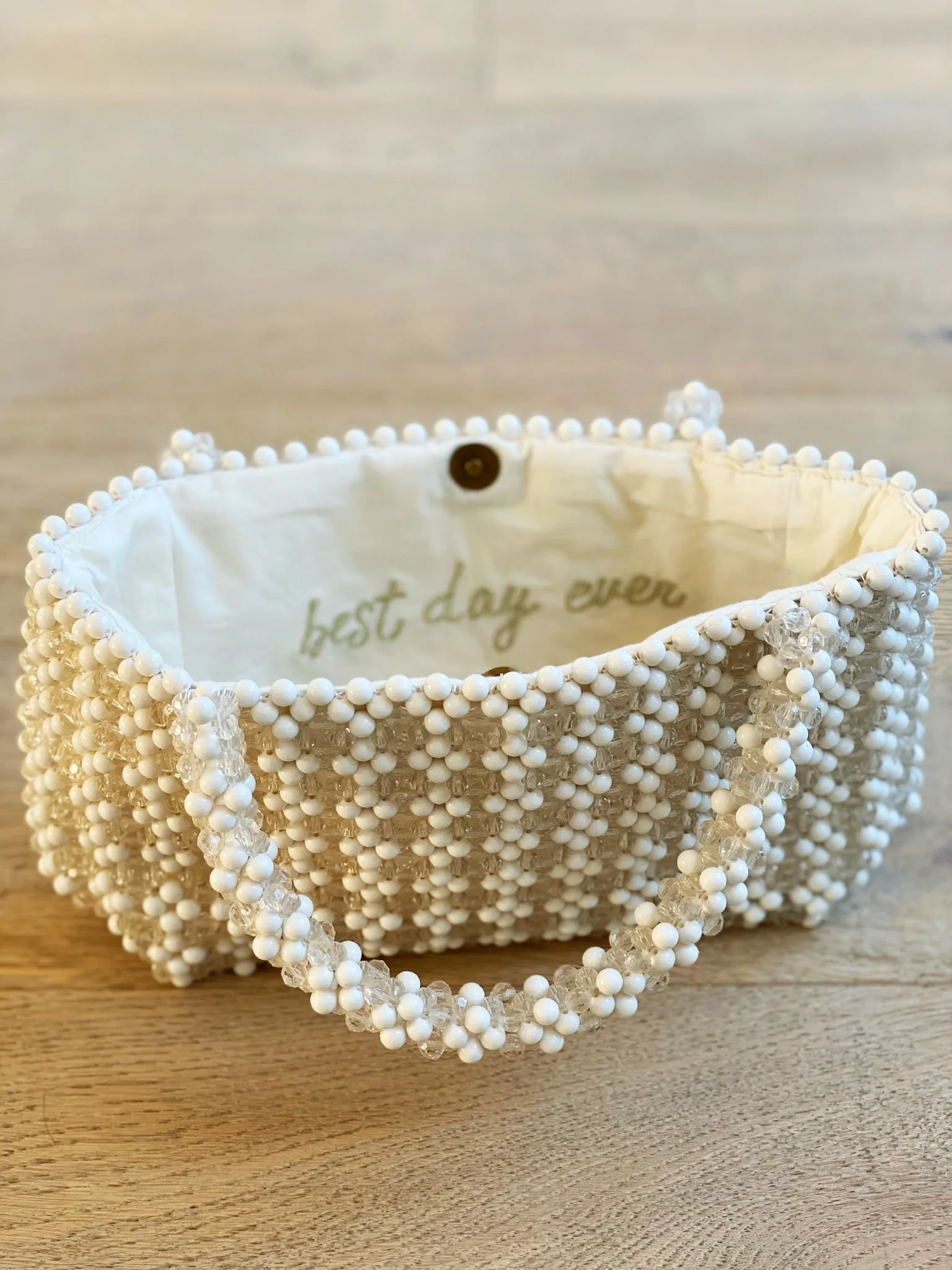 Beaded White Purse