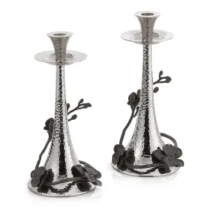 Black Orchid Shabbat Candlesticks by Michael Aram