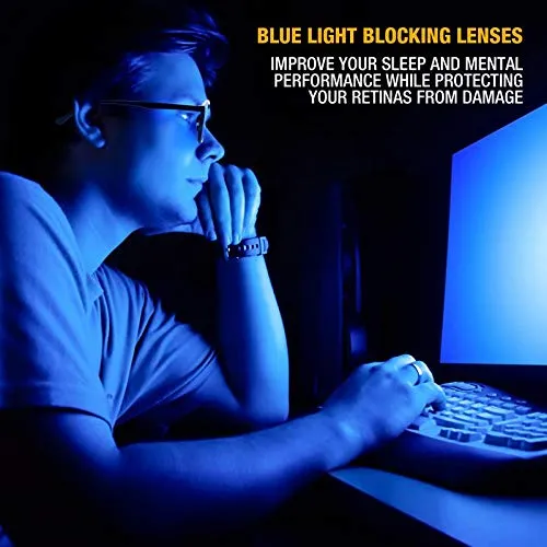 Blue Light Blocking Glasses - Computer Screen Bluelight Protection - Anti UV - Charleston Model ( 2.5, Black)