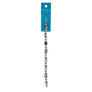 Blue Square Glass Strung Beads 7in