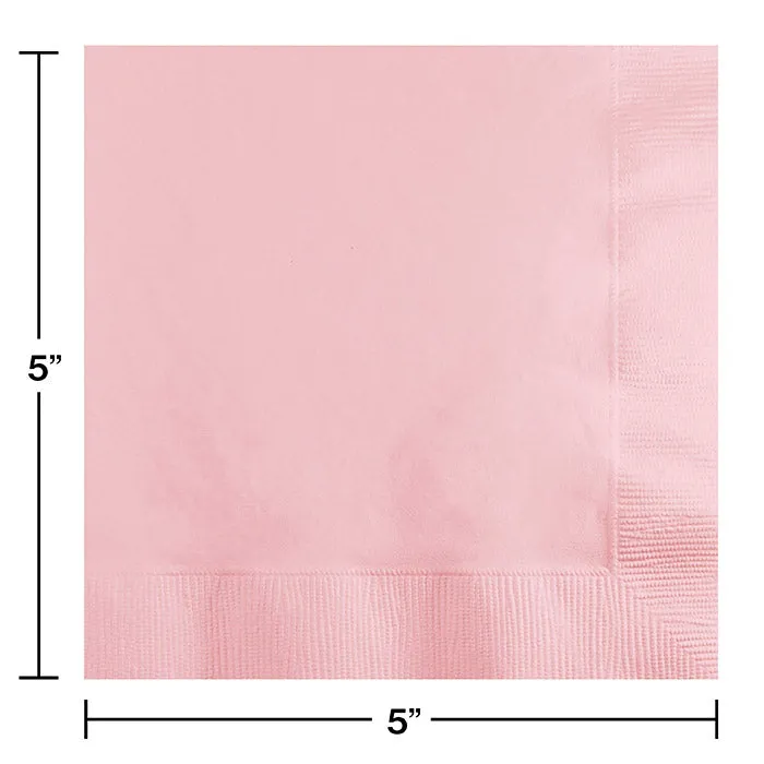 Bulk Pack of 150 Classic Pink Beverage Napkins, 3 Ply