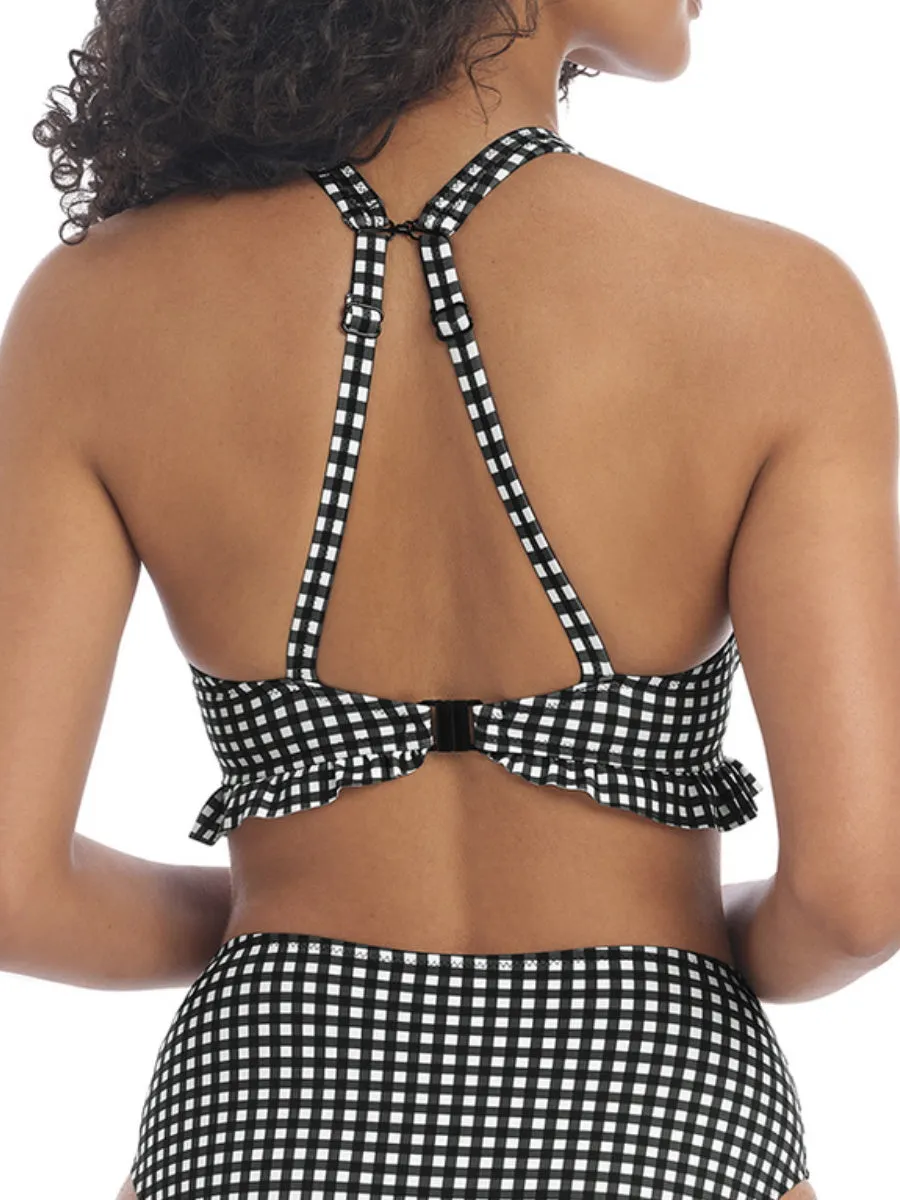 Check In High Apex Bikini Top - Monochrome