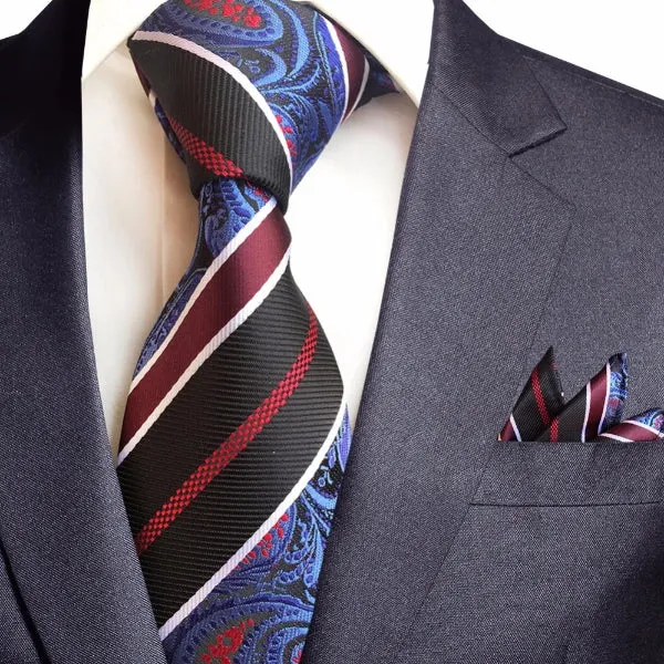 Classy Men Silk Striped Paisley Tie