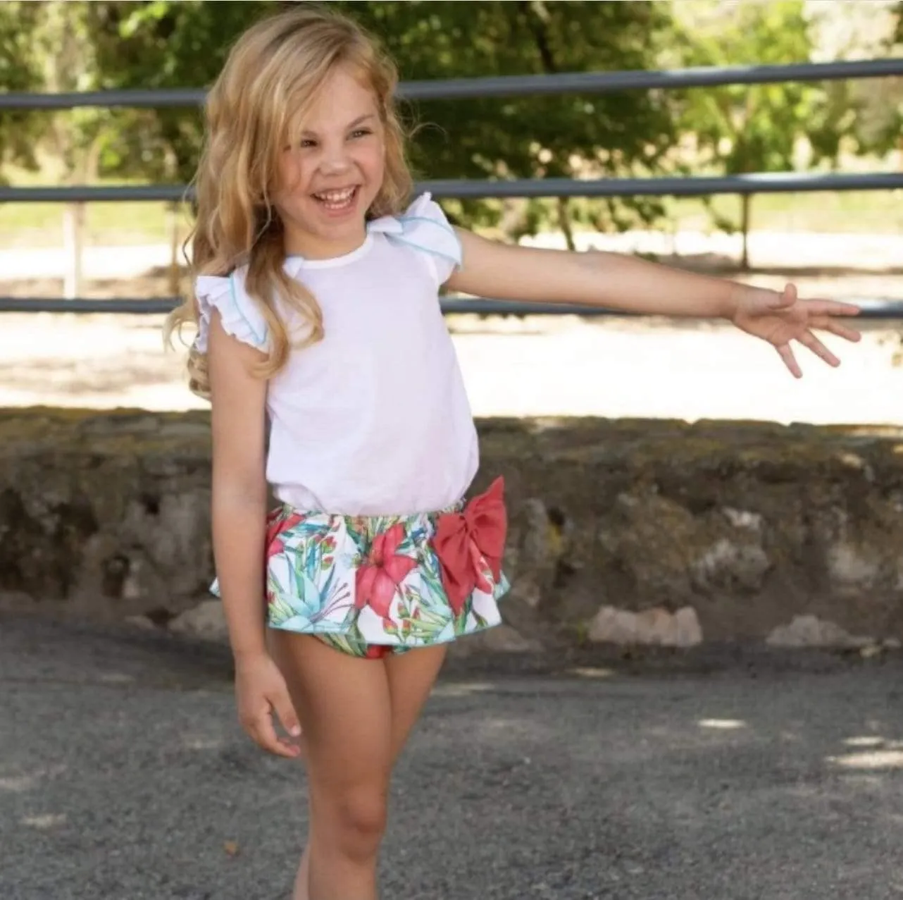 CLEARANCE DEAL - Mac Ilusion - Baby Girl's White Blouse & Turquoise Amazonia Jam Pants Set 12m