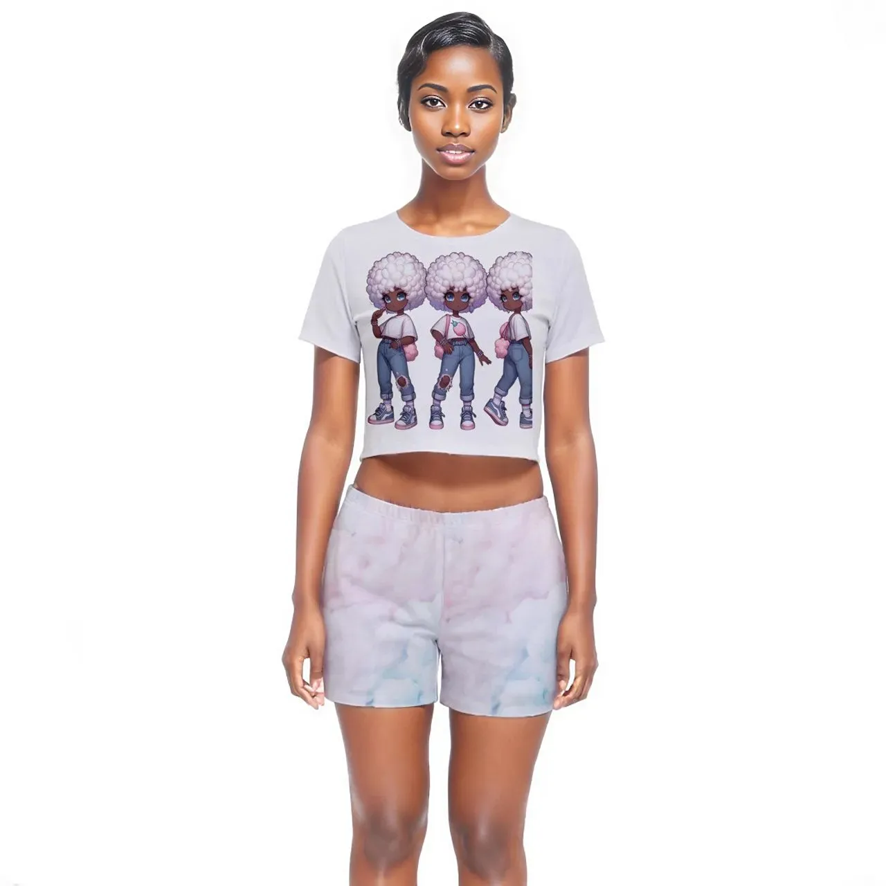 Cotton Candy Stylie Crop Top and Shorts Outfit Set