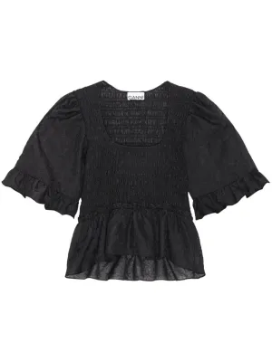 CRINKLED GEORGETTE SMOCK BLOUSE