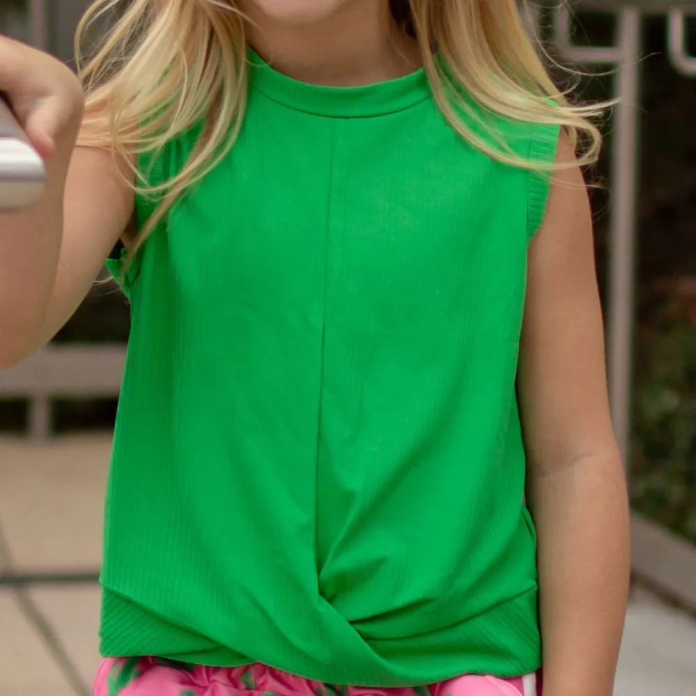 Crop Knot Tank - Emerald