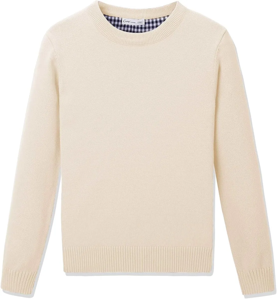 CUNYI Boys' Long Sleeve Crew Neck Cotton Pullover Knit Sweater