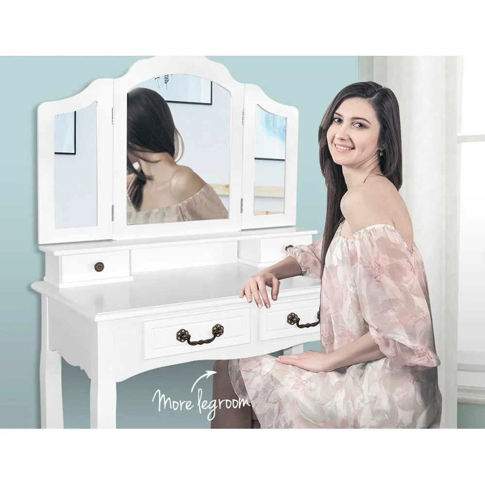Elegant 4-Drawer Dressing Table Set w/Foldable Mirror, Artiss