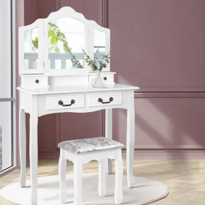 Elegant 4-Drawer Dressing Table Set w/Foldable Mirror, Artiss