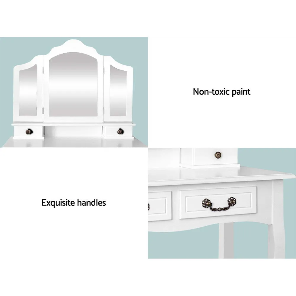 Elegant 4-Drawer Dressing Table Set w/Foldable Mirror, Artiss