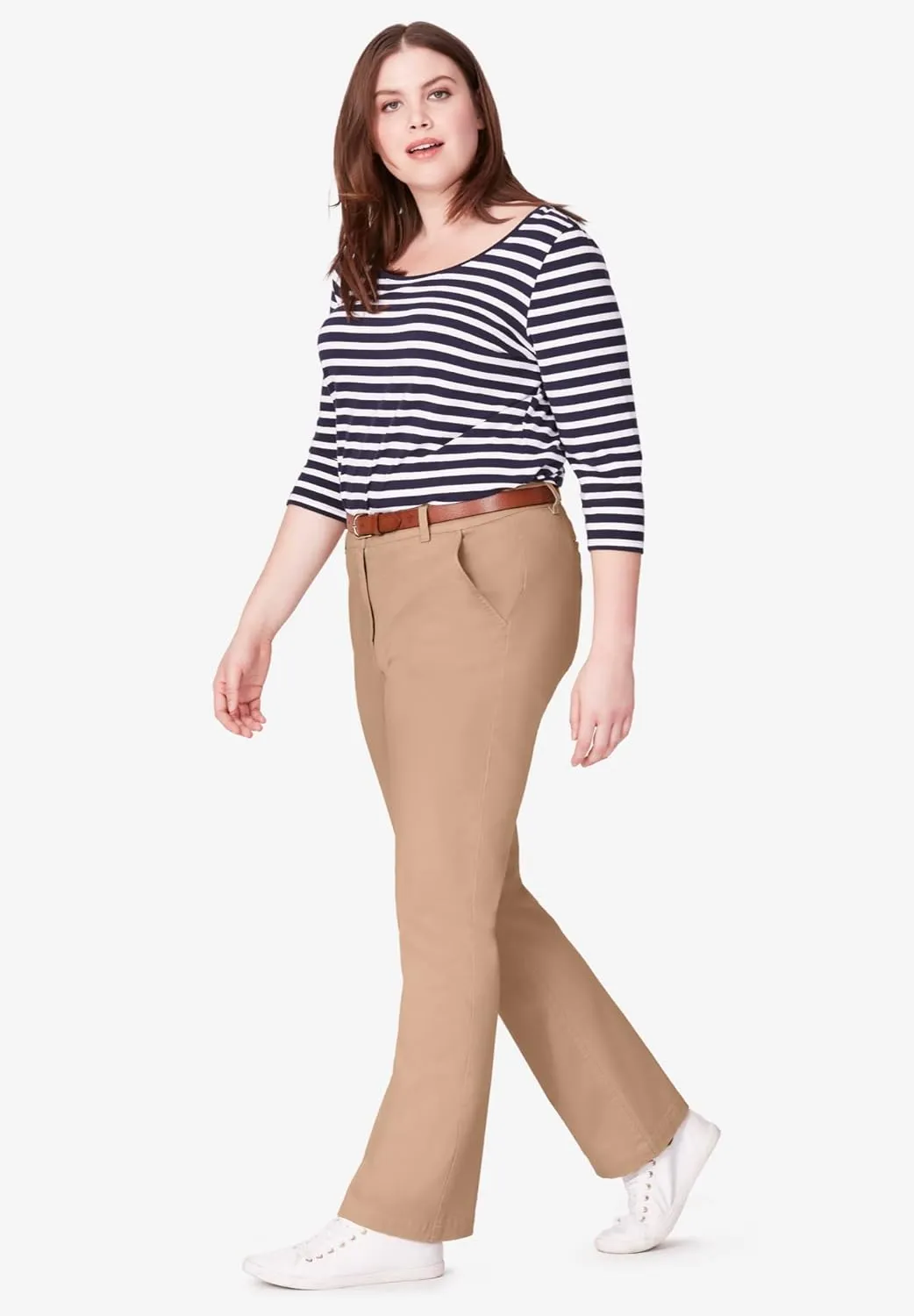 ellos Women's Plus Size Classic Stretch Chino