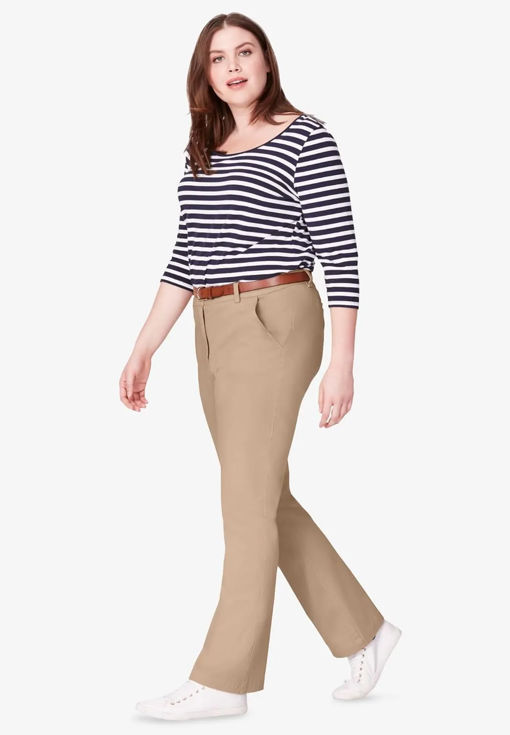ellos Women's Plus Size Classic Stretch Chino
