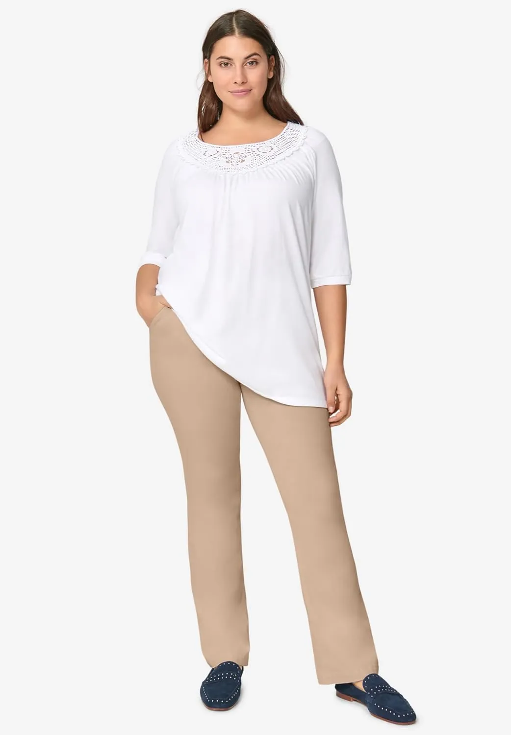 ellos Women's Plus Size Classic Stretch Chino