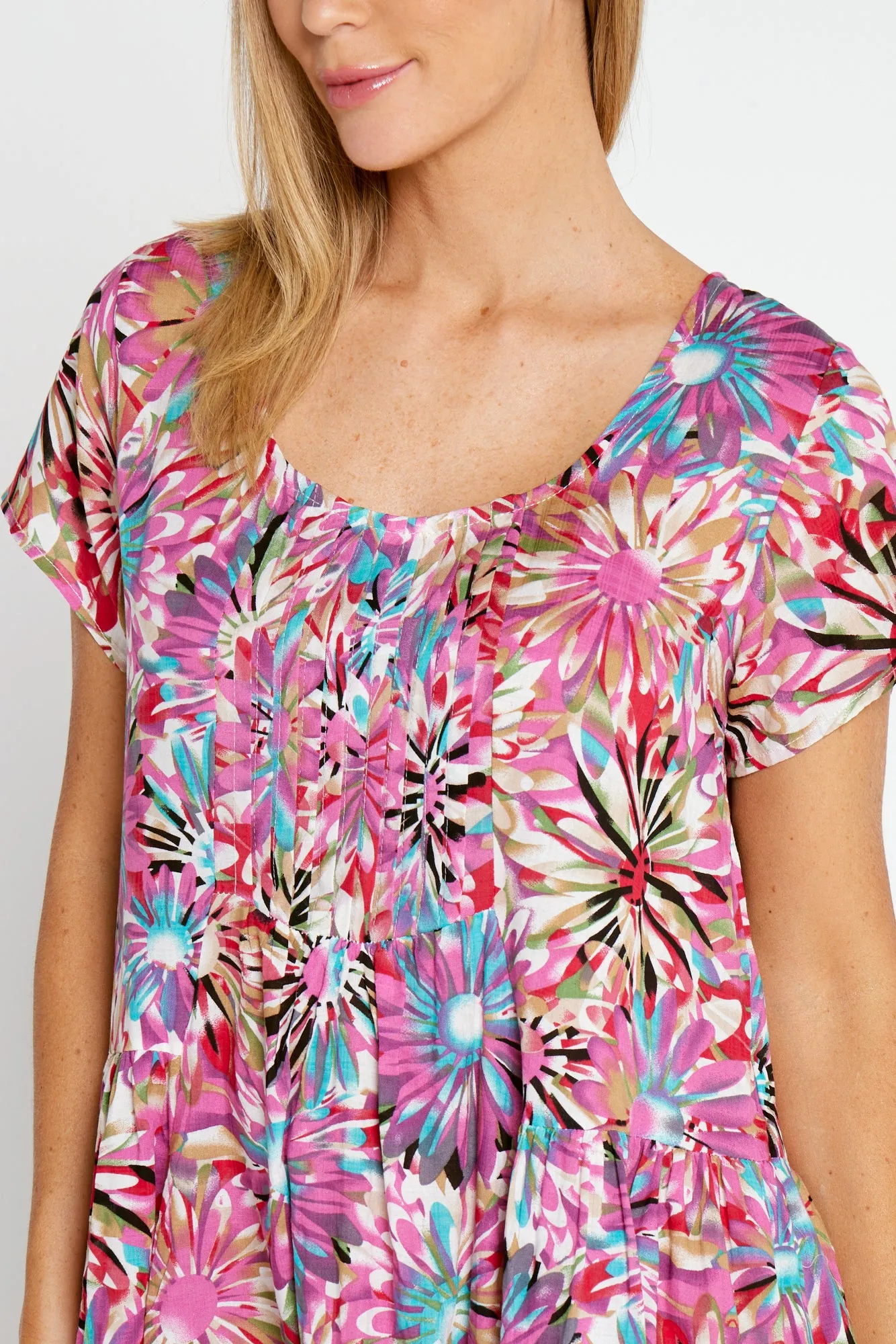 Emery Cotton Dress - Pink Floral