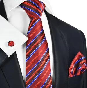 Fire Red Silk Tie Set by Paul Malone