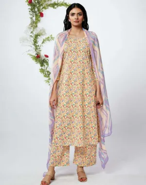 Ganga Fashion Floral Print Pure Cotton Unstitched Suit