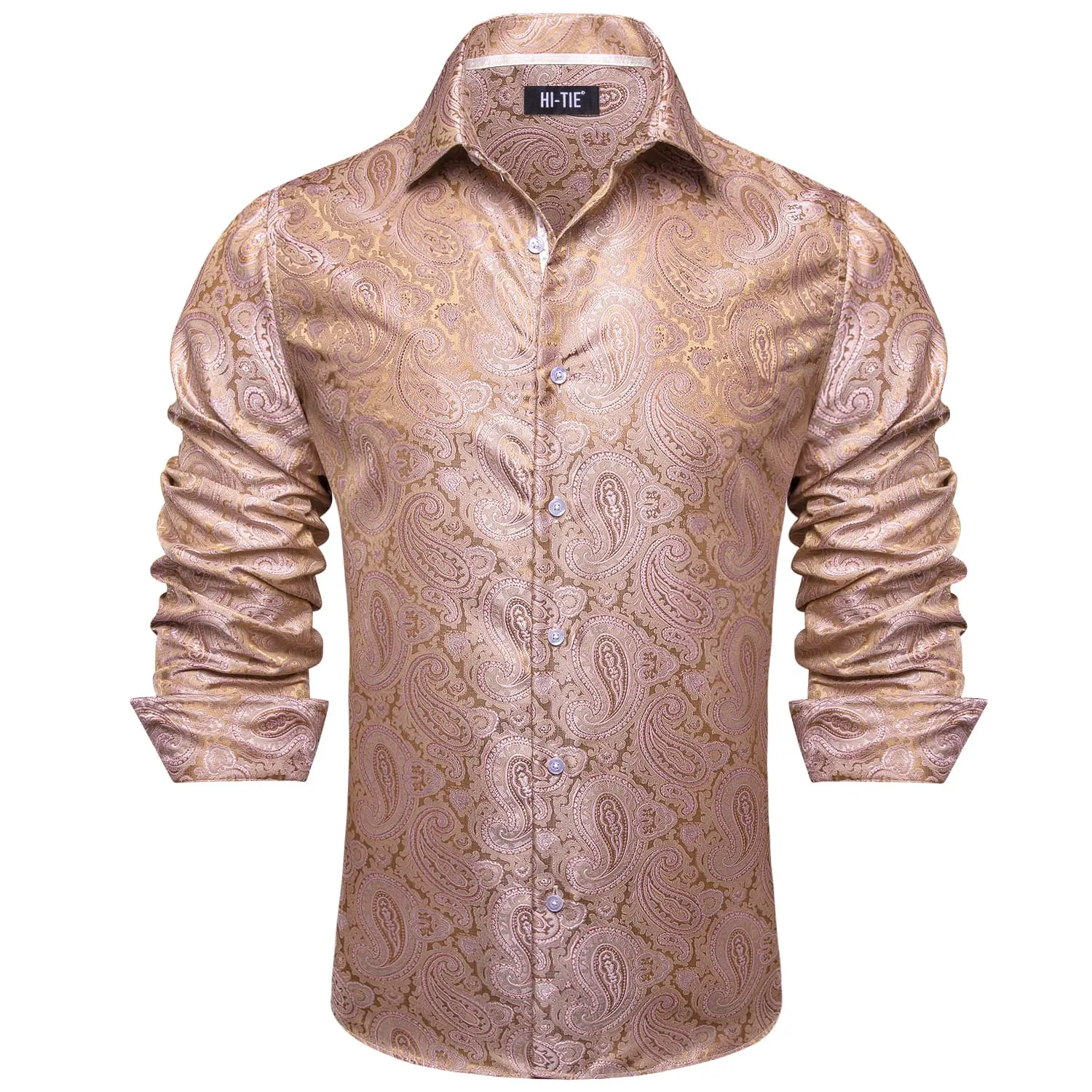 Hi-Tie Paisley Shirt PeachPuff Mens Button Down Shirt