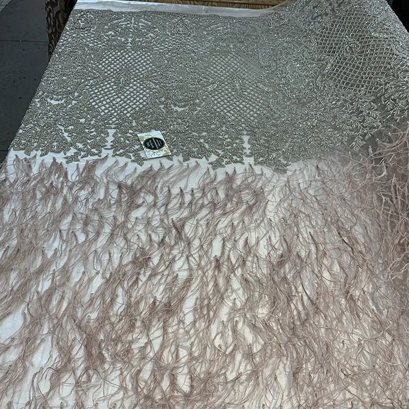 High-Quality Handmade Feathers Mesh Lace Fabric