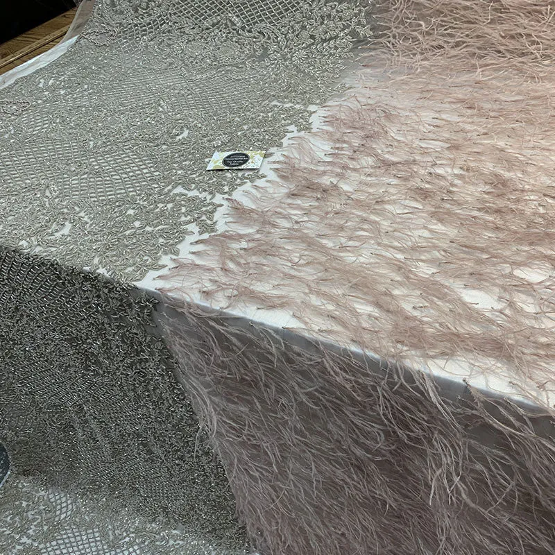 High-Quality Handmade Feathers Mesh Lace Fabric