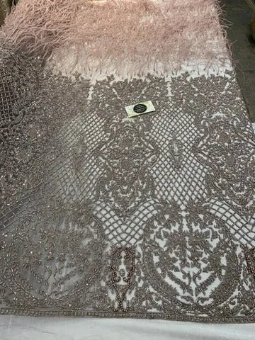 High-Quality Handmade Feathers Mesh Lace Fabric