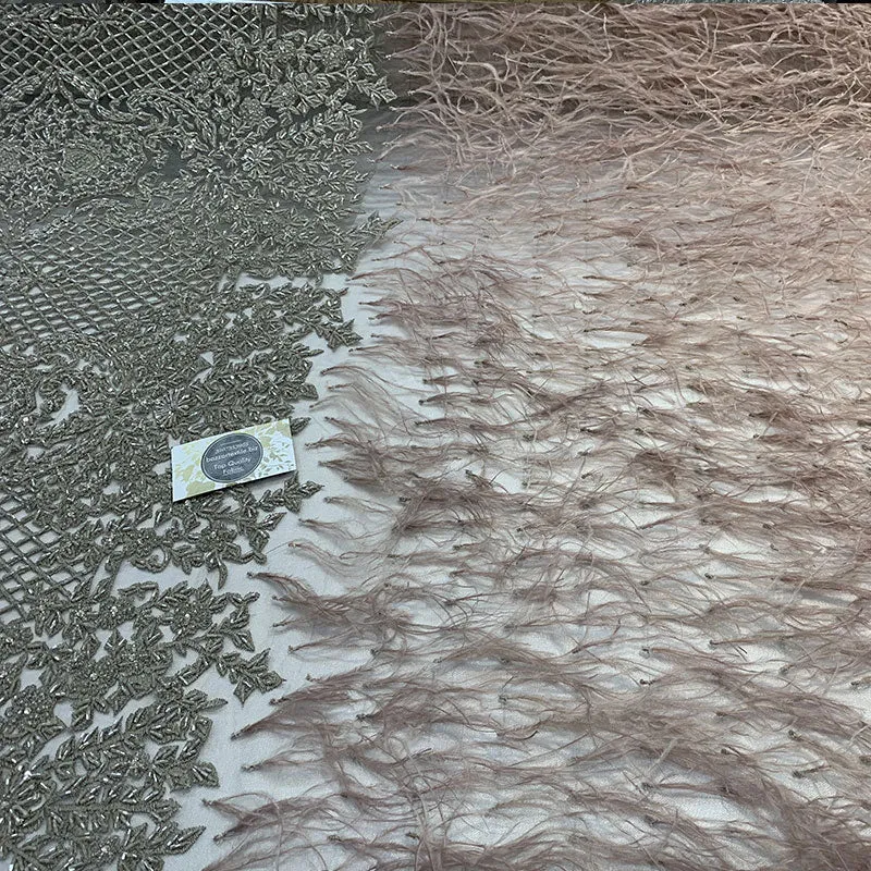 High-Quality Handmade Feathers Mesh Lace Fabric