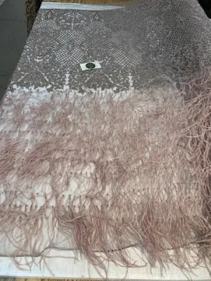 High-Quality Handmade Feathers Mesh Lace Fabric