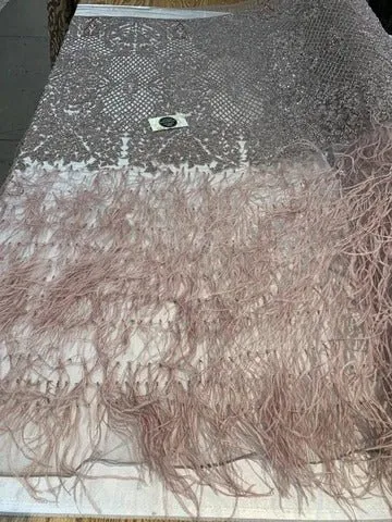 High-Quality Handmade Feathers Mesh Lace Fabric