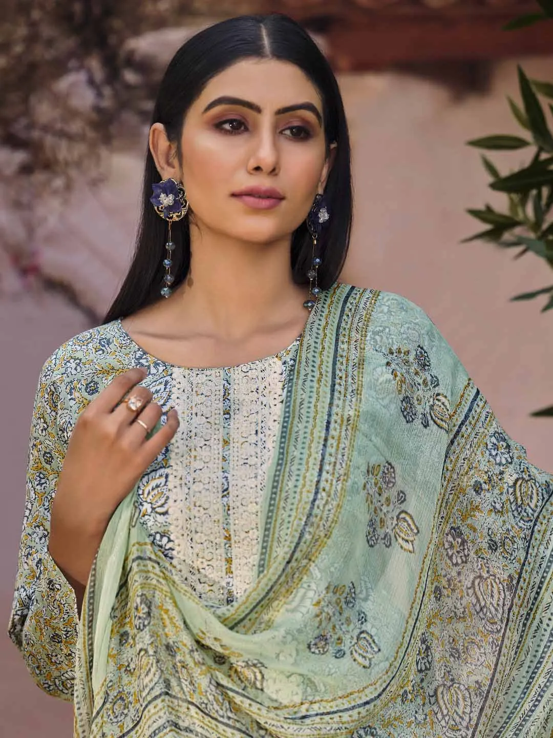 Ibiza Lawn Cotton Green Embroidered Unstitched Women Suit Set