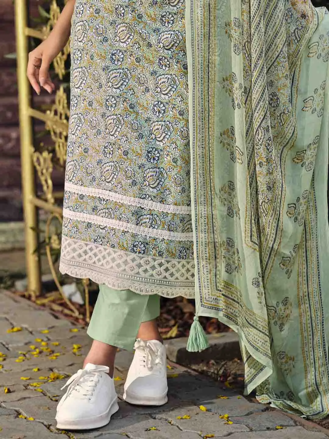 Ibiza Lawn Cotton Green Embroidered Unstitched Women Suit Set
