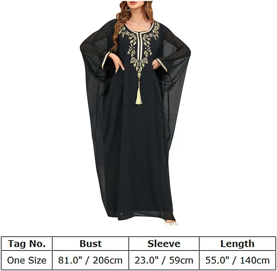 IWEMEK Embroidered Abaya Kaftans for Women Modern Elegant Dubai Moroccan Dubai Kaftan Dresses Abaya for Women Muslim Dress