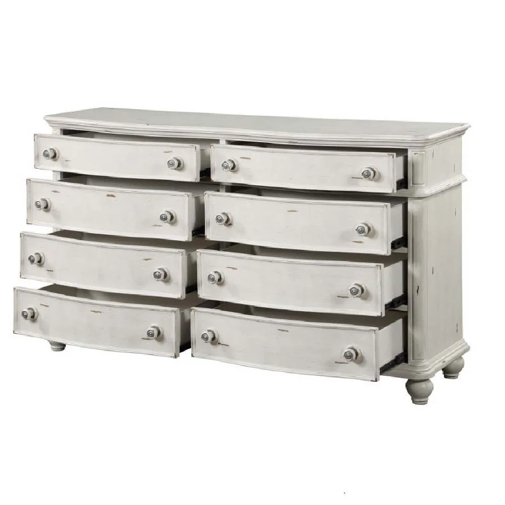 Jaqueline - Dresser - Light Gray Linen & Antique White Finish