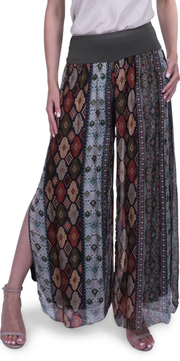 Jasmin Geometric Flower Slit Pant