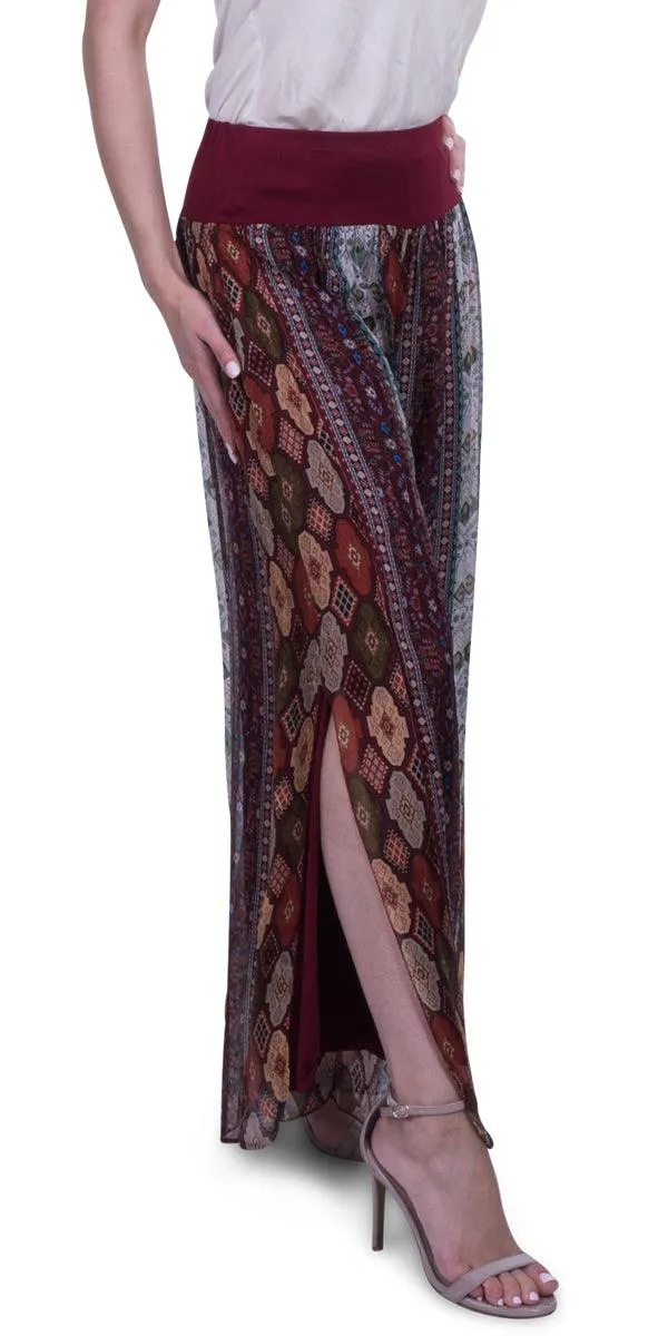 Jasmin Geometric Flower Slit Pant