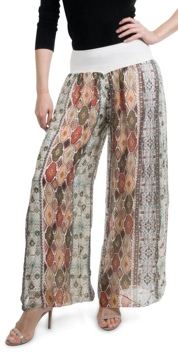 Jasmin Geometric Flower Slit Pant