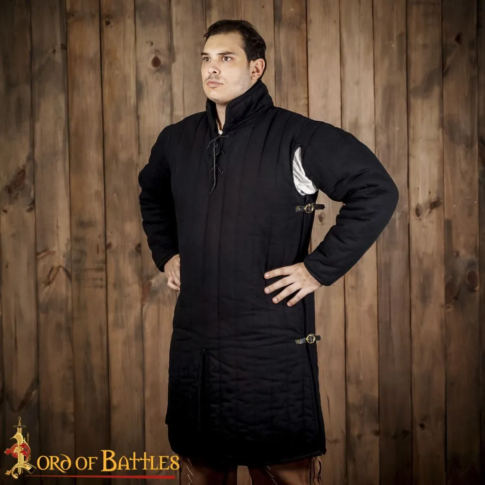Long Gambeson with Side Buckles - Black