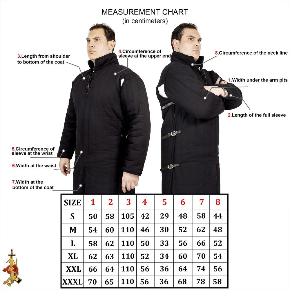Long Gambeson with Side Buckles - Black